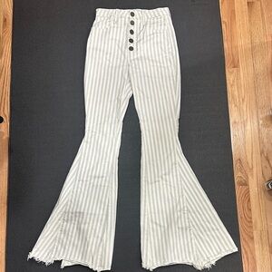 Striped High-Waisted Flare Pants